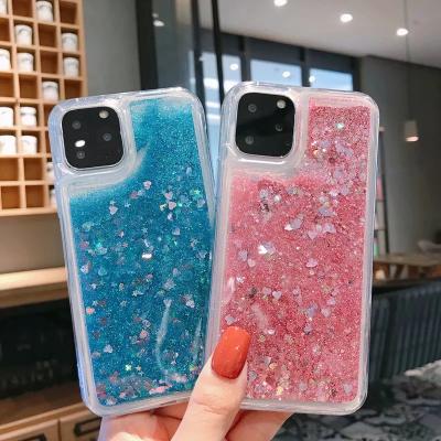 China Quicksand Glitter 2021 Applicable for Apple iphone12 Mobile Phone Quicksand Soft Shell Liquid Transparent Dynamic Glitter Shell 11pro/xs max/xr/xs for sale