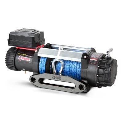 China AUTOMATIC 12500lbs pull 4x4 capacity application power source 12v electric cable winch with synthetic rope for sale