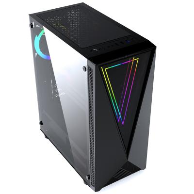 China With Side Panel Window Hot Selling Gaming Computer Case With LED Strip ATX RGB PC Case Gaming Desk for sale