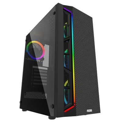 China With Latest Power Supply 2021 Steel Gaming Computer Case LED Strip ATX PC Case Gamer for sale