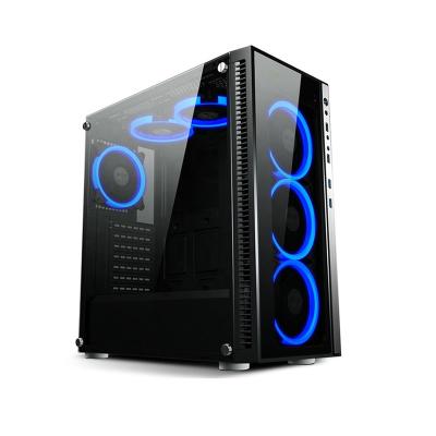 China With Fan NEW Design Tempered Glass Mid Tower ATX Gaming PC Case Attractive Cool Computer Case for sale