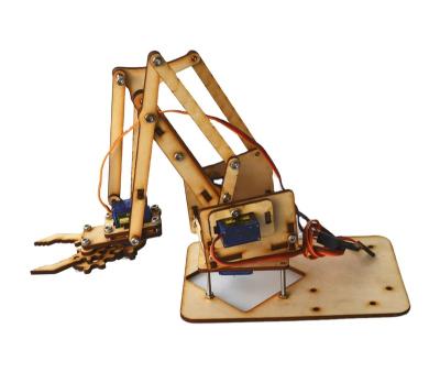 China Freedom Wooden Board Robot Arm Sg90 Servo Arm Sg90 Metal 4 Degree For Arduino Raspberry Pi Robot Arm Intellectual Development for sale