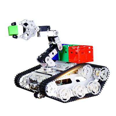 China Metal Source 6-DOF Mechanical Arm Obstacle Avoidance Crawler Vehicle Robot Open Smart Tracking Kit for sale