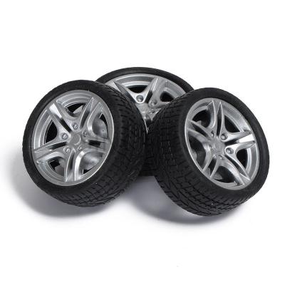 China Black 48mm Plastic Simulation Sale Discount Wheel Toy Car Wheel Diy Model Plastic Rubber Wheel Toy Accessories for sale