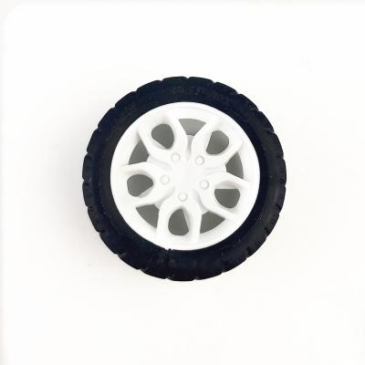 China Factory Supply 30mm Fine Grain Plastic Wheel Toy Car Wheel Diy Model Black Rubber Wheel for sale