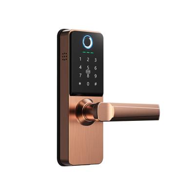 China EnJia N1 Wooden Digital Wifi QR Code Smart Door Lock System Zinc Alloy Keyless Electronic Door Lock for sale