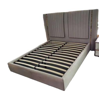 China Solid Wooden Double Bed Slats Wooden Bed Base Brown Wooden Frame Canvas Stretch Modern Slipcover Set for sale