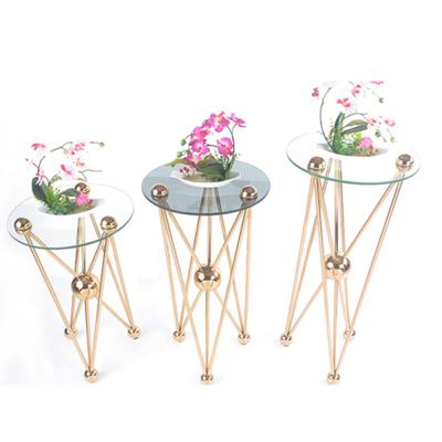 China Home Furniture Fashionable Stainless Steel And Glass Flower Stand for sale