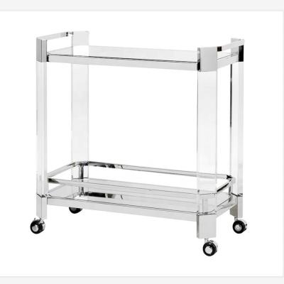 China Modern Modern Metal Shelf Wheel Mirrored Bar Cart for sale