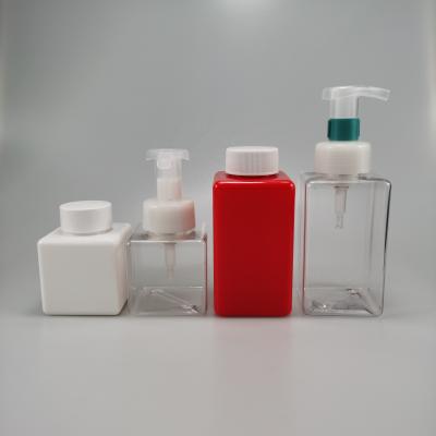 China Eco-friendly 250ml 450ml square foam bottle with 42/410 screw lid and foam pump for hand cleaning for sale