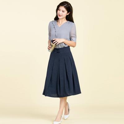 China Anti-Wrinkle Women's Dress Trend Dress Small Size Long Rope Skirt Invisible Zipper Rubber Grains Washable High Waist Skirt for sale