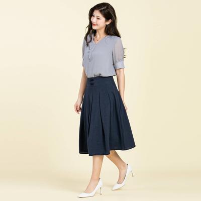 China 100% Polyester Invisible High Waist Anti-Wrinkle Woven Fabric Midi Pencil Skirt 100% Polyester Invisible High Waist Short Zipper Skirt for sale