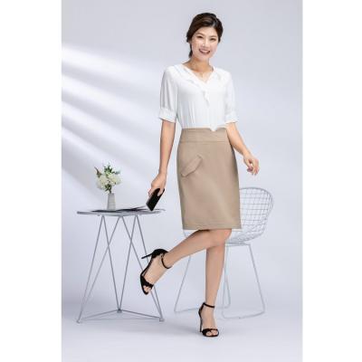 China 2021 Design Ladies Textured Mid Length High End Office Casual Formal Skirt for sale