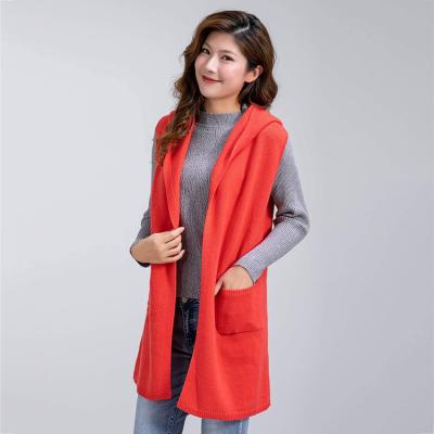 China Wholesale Fashion Comfortable And Soft Hooded Knit Jacket Ladies Medium Long Loose Sweater Women Coats Winter And Autumn for sale