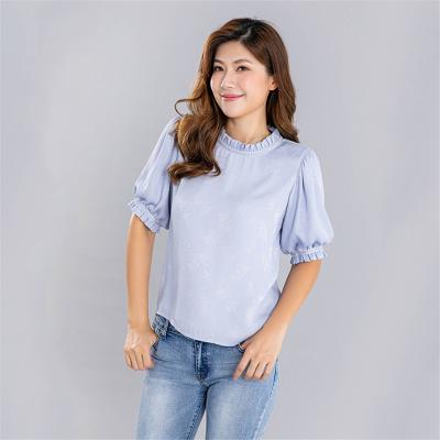 China Soft / Not Easy Knit Half Sleeve Slouchy Tops Women Blouses Ladies Regular Bake Elegant Blouse Ladies Blouses For Lady for sale