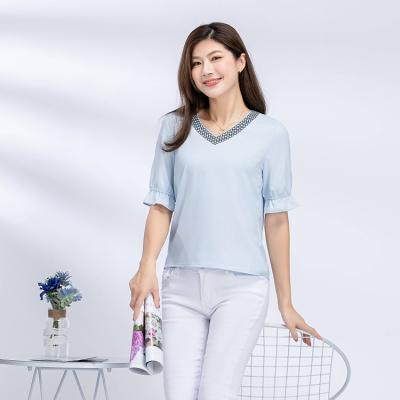 China Not easy to wrinkle ladies' blouses full casual non easy to wrinkle women's clothing tops blouse woven fabric easy to use new women's blouse for sale