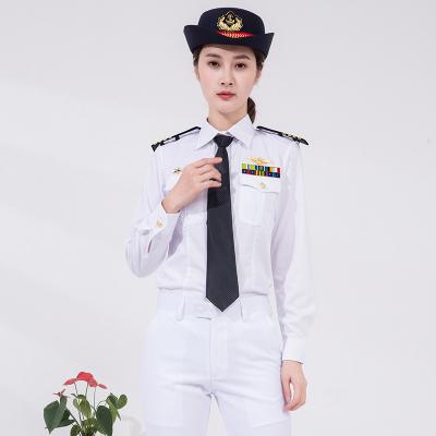 China New Design Woman Anti-static Uniform White Long Sleeve Shirt Uniform Shirt With Epaulets for sale