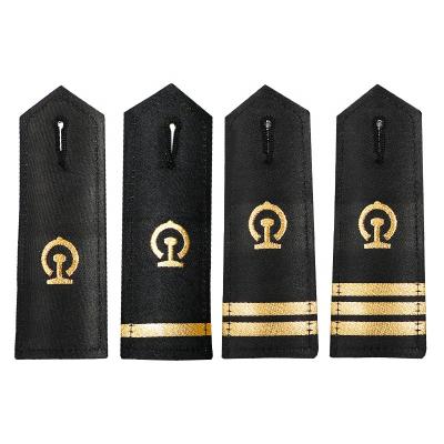 China Custom Made Nickel Free Railroad Uniform Epaulets and Badge Train Accessories Security Army Uniform Formal Logo Shoulder Boards for sale