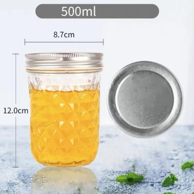 China Steamable 16 oz Wide Mouth Glass Mason Jar With Metal Lid For Drinking 500ml for sale