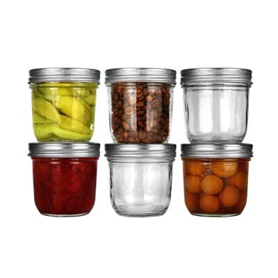 China Sustainable Clear 8oz Glass Mason Jars With Metal Lid For Jam And Honey for sale