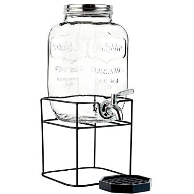 China Freshness Keeping 1 Gallon Glass Beverage Dispenser With Plastic Pin Decorative Mason Jar Dispenser For Iced Tea for sale