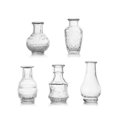 China Supplier New Classical / Postmodern Chinese Five-piece Set Clear Glass Vase With Rope for sale