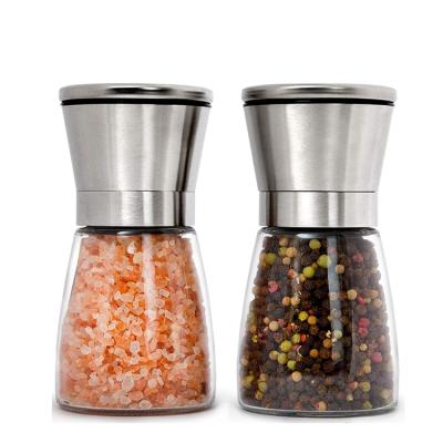 China Viable Glass Salt and Pepper Grinder Spice Jar Condiment Set for sale