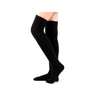 China New Design High Quality Thick Cashmere Women's Wool Thigh High Breathable Socks Pink for sale