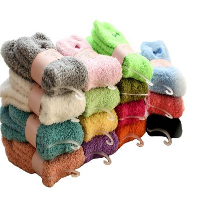 China Breathable Winter Autumn Women Socks Thickened Wool thongs Tube Terry Fuzzy Cozy Cashmere Socks for sale