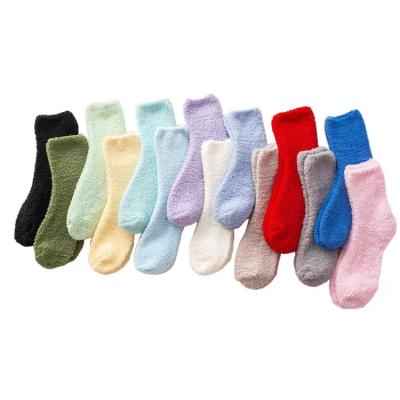 China Winter Fuzzy Socks Custom Logo Embroidery Breathable Female Knocks Indoor Flooring Coral Fleece Warm Socks Thick for sale