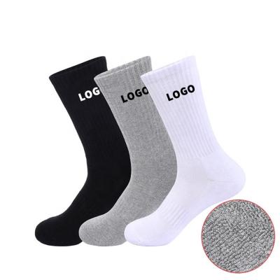 China Regular Custom Logo Cotton Design Embroidery Jacquard Mens Sports Crew Socks for sale