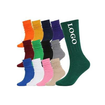 China Antibacterial long slouch socks for girls unique crew women cotton fluorescent color terry winter thick women slouch socks for sale