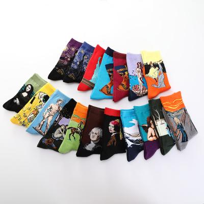 China QUICK DRY soft women's fashion organic cotton socks for woman ladies high quality art painting thongs cotton women colorful socks for sale