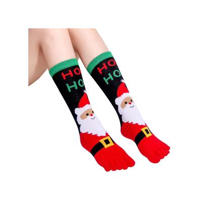 China Fancy Finger Breathable Toe Split Socks Women Merry Christmas Crew Five for sale