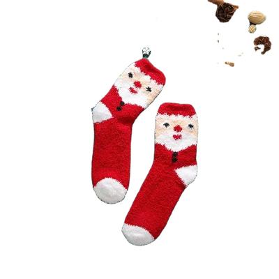 China Logo Pattern Jacquard Festival Crew Custom Made Breathable Socks Mens Unisex Christmas Stocking Thermal Coral Velvet Socks for sale