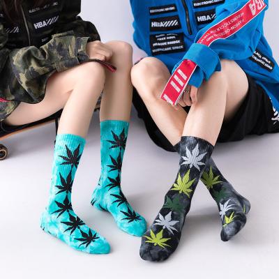 China Fashion Street Cotton Tie Dye Ink Antibacterial Wholesale Socks Custom Design Sock Crew Socks For Man And Women for sale