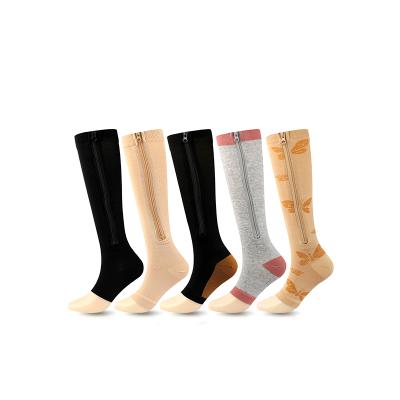 China Breathable Wholesale Open Knee High Zipper Sports Medical Compression Socks For Women And Men for sale