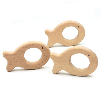 China 100%food grade wood Teether pretty design food grade natural solid wood baby toys animal baby Teether for sale