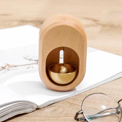 China Stored solid wood wind rings wholesale type door wind rings creative pure copper Ling Pan Wooden Doorbell Bell for sale