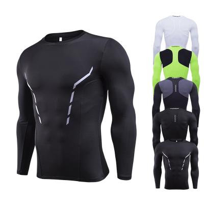 China High Quality Black Polyester Long Sleeve Solid Color Sculpting Men Breathable Gym Bodybuilding Quick Dry for sale