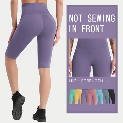 China Beautiful Breathable High-waisted Hip Stretch Candy Color Lift Tight Yoga Shorts for sale