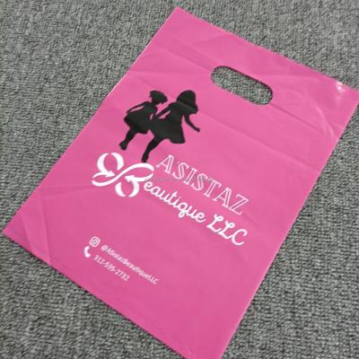 China Custom Printed Logo Design LDPE/HDPE BIODEGRADABLE Handle Plastic Bag Die Cut Shopping Bag For Clothing Packaging for sale