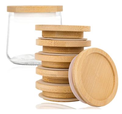 China Non Spill Custom Frosted Glass Wooden Jar Lids Spice Jar Lids Spice Jar Lids Wooden Food Storage Food Bottle Custom Frosted Glass Jar With Lid Wood Wholesale for sale