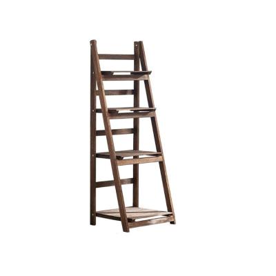 China Corrosion Resistance Top Selling Rustic Foldable Ladder Display Stand Wooden Tall Flower Stand for sale