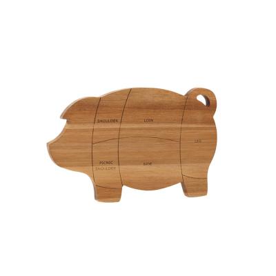 China Sustainable New Design Solid Wood Pig Shape Children's Kitchen Handmade Cutting Board for sale