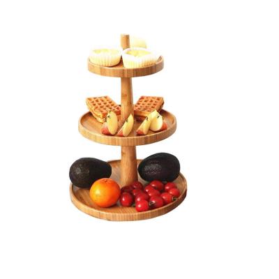 China Eco-Freindly 3 Tier Tray Wooden Wedding Cupcake Tiered Bamboo Stand Elegant Tray Stand for sale