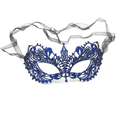 China Satin Ribbon Earloop Hot Stamping Lace Eye Masks Roleplay Masks For Parties for sale