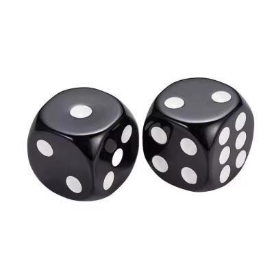 China 12mm Low Cost Black With White Dots Acrylic Dices Board Game Dices Accessories With Good Quality for sale