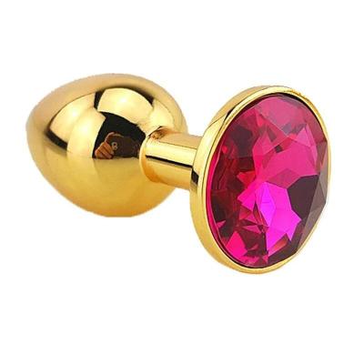 China Gold Color Metal Anal Toys Anal Butt Plugs With Crystal Stone Decoration For Anal Game Play for sale