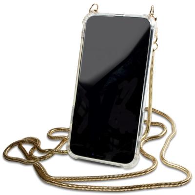 China Unique Free Adjust Length Metal Necklace Luxury Wallet Phone Case For iPhone For Huawei For Samsung for sale